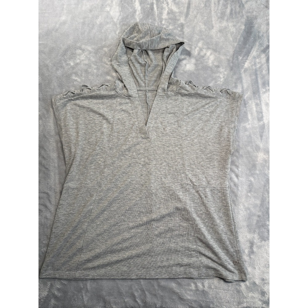 Livi Active Tank Top Womens 14/16 Heather Gray Hooded Shoulder Lace Up Eyelet